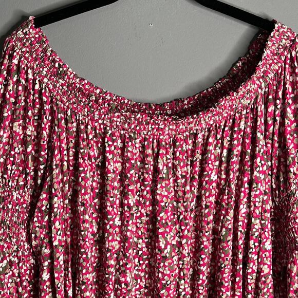 Lane Bryant Pink Polka Dot Off Shoulder Flowy Top Size 18/20 - Picture 2 of 9